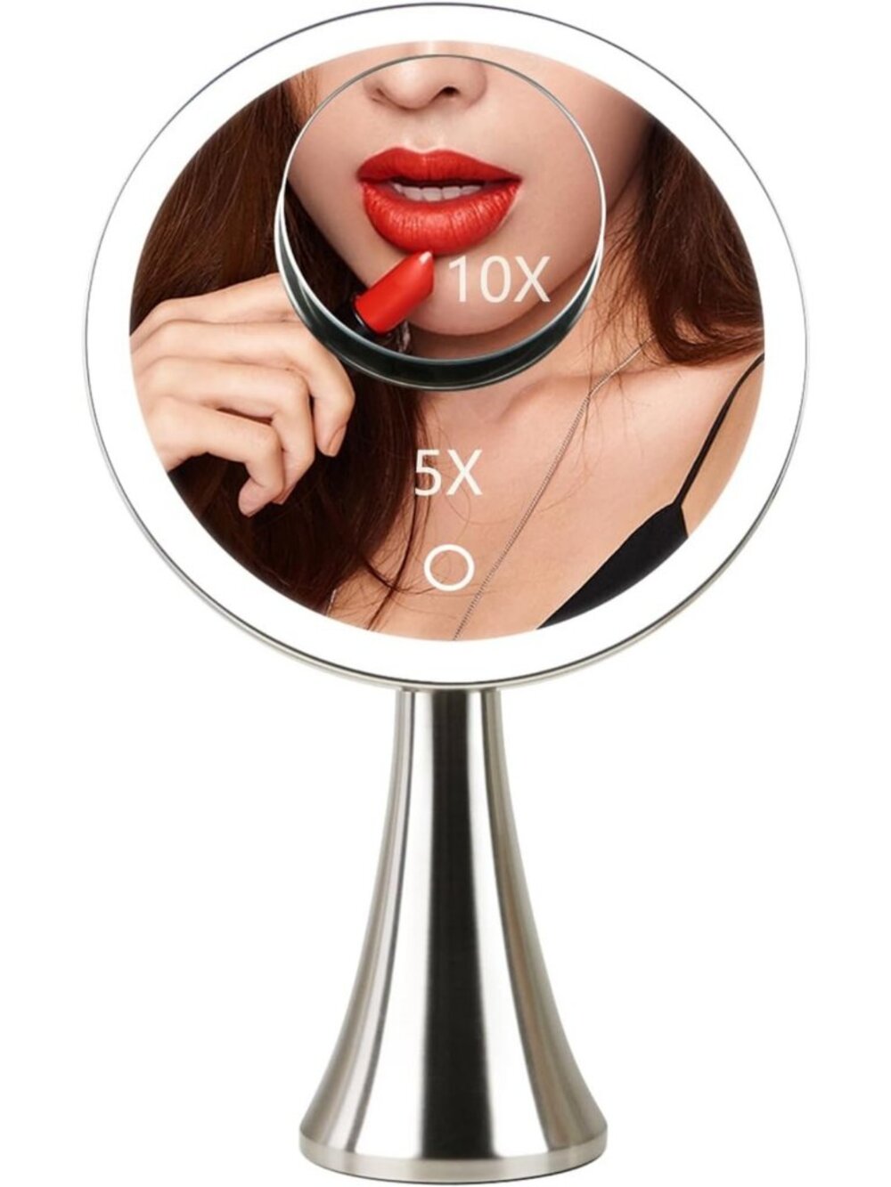 9-Inch Lighted Makeup Mirror with 5X/10X Magnification, Rechargeable & Touch